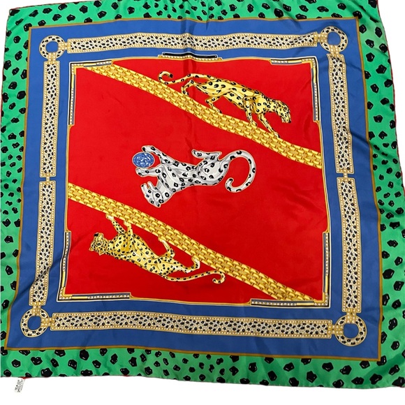 Cartier Accessories - CARTIER Silk 88x86cm Square Scarf Panther pattern